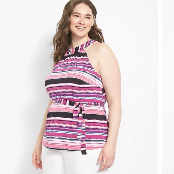 Women's Lane Bryant Horizon Stripes Halter Top/Tunic Size 18-20 - Picture 1 of 14